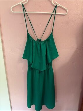 American Eagle Teal Ruffle Spaghetti Strap Dress With Pockets